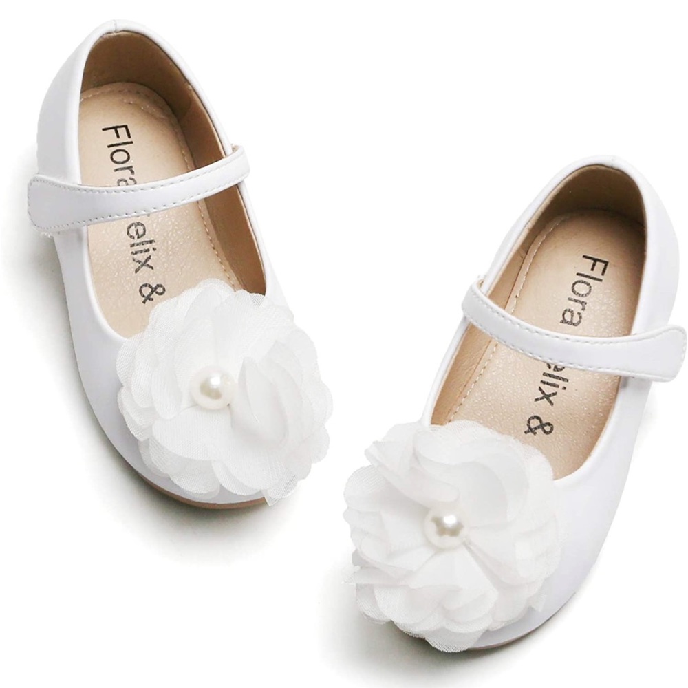 Elix & Flora Toddler Flower Ballet Girl Dress Shoes